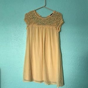Yellow Dress with Lace Detailing
